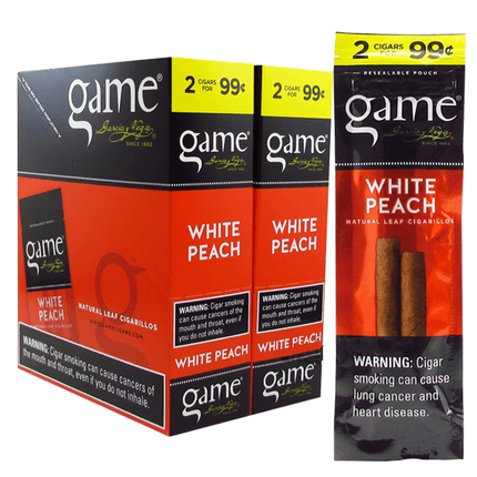 Game Cigarillos White Peach 2 for $0.99